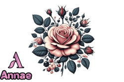 Classic Winter Rose Flower Clipart Design 159
