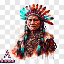 Portrait of a Native American Man PNG Design 213