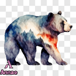 Vibrant Bear Painting with Colorful Background PNG Design 256