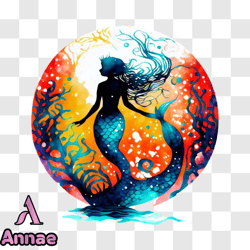 Captivating Image of a Mermaid in the Ocean with Stormy Sky PNG Design 259