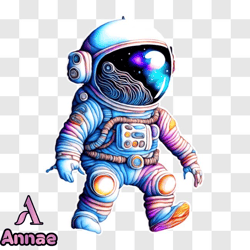 Colorful Astronaut in Space Suit PNG Design 261