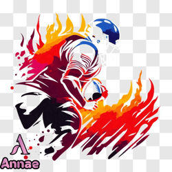 Football Player on Fire PNG Design 05