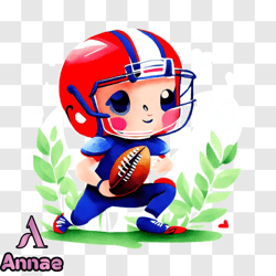 Fun Cartoon Image of a Football Player Holding a Football PNG Design 16