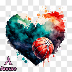Heart shaped Basketball Artwork PNG Design 112