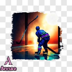 Hockey Player Shooting Puck on Ice PNG Design 122
