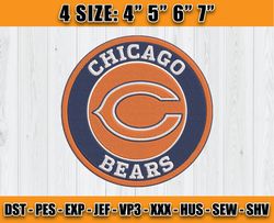 Chicago Bears Embroidery, NFL Chicago Bears Embroidery, NFL Machine Embroidery Digital, 4 sizes Machine Emb Files -01 An