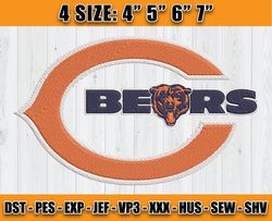 Chicago Bears Embroidery, NFL Chicago Bears Embroidery, NFL Machine Embroidery Digital, 4 sizes Machine Emb Files - 02 A