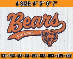 Chicago Bears Embroidery, NFL Chicago Bears Embroidery, NFL Machine Embroidery Digital, 4 sizes Machine Emb Files - 06 A
