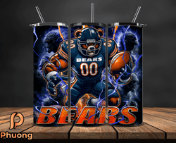 Chicago Bears Tumbler Wrap Glow, NFL Logo Tumbler Png, NFL Design Png By PrimePrex-06