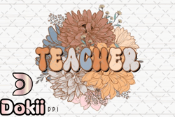 Floral Teacher Retro Flower Vintage PNG Design 13
