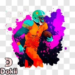 Football player running with the ball PNG Design 01