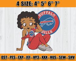 Buffalo Bills Embroidery, Betty Boop Embroidery, NFL Machine Embroidery Digital, 4 sizes Machine Emb Files -07
