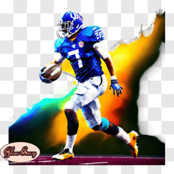 Football Player Running with the Ball PNG Design 313