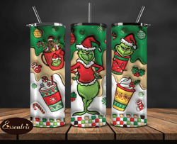 Grinchmas Christmas 3D Inflated Puffy Tumbler Wrap Png, Christmas 3D Tumbler Wrap, Grinchmas Tumbler PNG 138