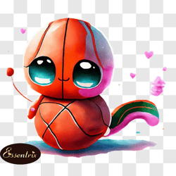 Cute Pink Basketball Toy with Ice Cream Cone PNG Design 107