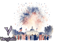 Watercolor 4th of July Cake Clipart Design 103