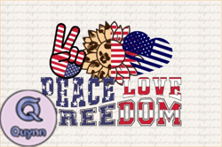 Peace Love Freedom PNG Sublimation Design 145