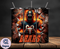 Chicago Bears Tumbler Wrap, Crack Hole Design, Logo NFL Football, Sports Tumbler Png, Tumbler Design by Quynn Store 02
