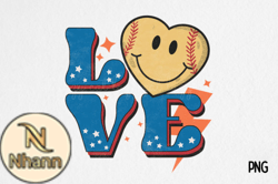 Vintage Baseball Love PNG Sublimation Design 07