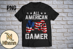 All American Gamer 4th of July Png Design 01