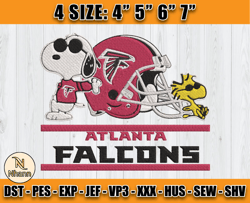 Atlanta Falcons Embroidery, Snoopy Embroidery, NFL Machine Embroidery Digital, 4 sizes Machine Emb Files-05-nhann