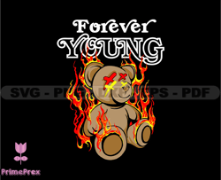 Forever Young Teddy Bear Stretwear, Teddy Bear Tshirt Design, Streetwear Teddy Bear PNG, Urban, DTG, DTF 31