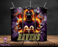 Baltimore Ravens Tumbler Wrap, Crack Hole Design, Logo NFL Football, Sports Tumbler Png, Tumbler Design by PrimePrex 26
