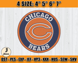 Chicago Bears Embroidery, NFL Chicago Bears Embroidery, NFL Machine Embroidery Digital, 4 sizes Machine Emb Files -01 ji