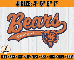 Chicago Bears Embroidery, NFL Chicago Bears Embroidery, NFL Machine Embroidery Digital, 4 sizes Machine Emb Files