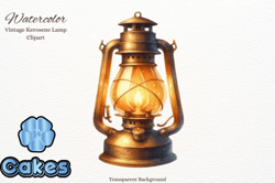 Watercolor Old Rusty Kerosene Lamp Design 93