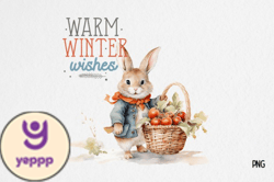 Vintage Winter Rabbit PNG Sublimation Design 25
