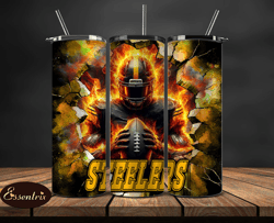 Pittsburgh Steelers Tumbler Wrap, Crack Hole Design, Logo NFL Football, Sports Tumbler Png, Tumbler Design 29