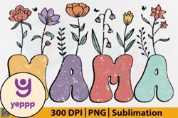 Retro Mama PNG, Mom Flower Mothers Day Design 111
