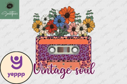 Vintage Soul Flower Retro Cassette PNG Design 26