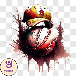 Dirty and Worn Baseball with Cap and Unknown Logo PNG33 Design 07