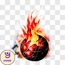 Basketball on Fire PNG Design 48