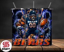 Chicago Bears Tumbler Wrap Glow, NFL Logo Tumbler Png, NFL Design Png By Umee Store-06