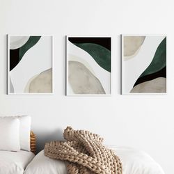 Sage Green Wall Art, ModernSimpleNeutralMinimal Gallery Wall Art Set Of 3 Abstract Prints, Minimalist Bedroom Decor