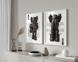 Set of 2 Hypebeast Black Matte Toys Poster, Modern Hypebeast Figure Printable Wall Art, Minimalist Hypebeast Decor, Hype