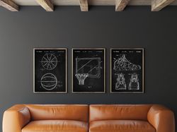 Basketball Patent Set of 3, Air Jordan 6 Poster, Basketball Backboard Blueprint, Michael Jordan, Sneaker Art, NBA Gift,