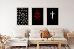 Chrome Hearts Poster, Chome Hearts Set of 3 Posters, Chrome Hearts Print, Wall Decor, Streetwear Poster, Aesthetic Poste