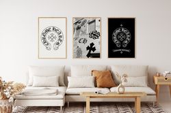 Chrome Hearts Poster, Chrome Hearts Set of 3 Posters, Streetwear Poster, Wall Decor, Chrome Hearts Print, Aesthetic Post