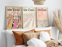 New Yorker Magazine Cover Print Set of 3, The New Yorker Posters, Retro Style Magazine Cover Print, Vintage New Yorker C