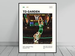 TD Garden Boston Celtics Poster Celtics Big 3 NBA Arena Poster Oil Painting Modern Art Travel Art