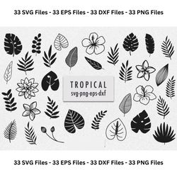 Tropical leaves svg bundle|Tropical clipart | Tropical flower