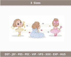 Baby Princess Embroidery Design - Machine Embroidery Pattern - 3 Sizes - Instant Download Machine Embroidery Patterns