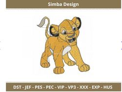 Simba Cartoon Character Embroidery Design - Cute Animal Pattern for Pillow, Jeans, Shirt - Instant Download Zip