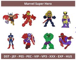 Marvel Super Hero Embroidery Design - Machine Embroidery Pattern - 8 Types - Multiple Sizes - Instant Download