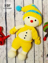 Yellow Plush Snowman Free Amigurumi Pattern instant download pdf file