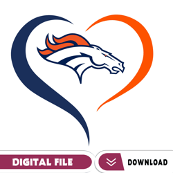 Denver Broncos Heart Logo Svg, Denver Broncos Svg, Sport Svg, Football Teams Svg, NFL Svg